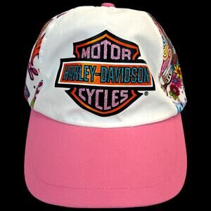 Harley Davidson Hat Womens Girls 4-14  Size 6 5/8 Strapback Adjustable Graffiti